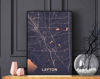 LAYTON Utah UT USA poster color Hometown City Print Modern Home Decor Office Decoration Wall Art Dorm Bedroom Gift