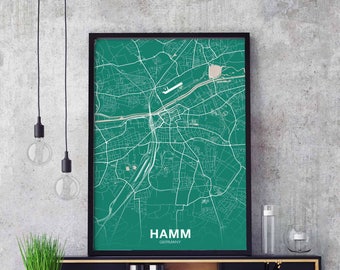 HAMM Germany map poster color Hometown City Print Modern Home Decor Office Decoration Wall Art Dorm Bedroom Gift