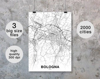 BOLOGNA Italy map poster Hometown City Print Modern Home Decor Office Decoration Wall Art Dorm Bedroom Gift