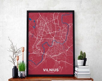 VILNIUS Lithuania map poster color Hometown City Print Modern Home Decor Office Decoration Wall Art Dorm Bedroom Gift art