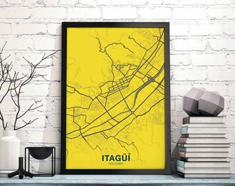 ITAGUI Colombia map poster color Hometown City Print Modern Home Decor Office Decoration Wall Art Dorm Bedroom Gift