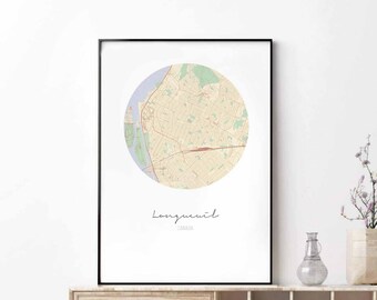 LONGUEUIL Canada map poster wall decor design modern minimal nordic travel bedroom home art vintage retro dorm nursery housewarming