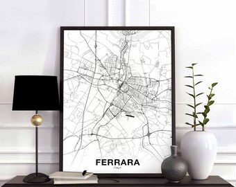 FERRARA Italy map poster Hometown City Print Modern Home Decor Office Decoration Wall Art Dorm Bedroom Gift
