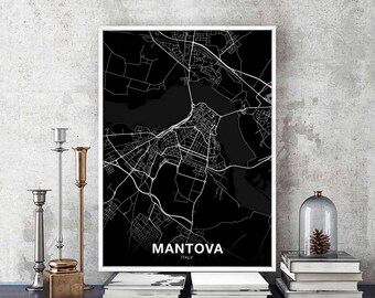 MANTOVA Italy map poster black white Hometown City Print Modern Home Decor Office Decoration Wall Art Dorm Bedroom Gift