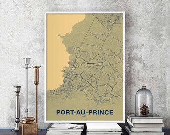 PORT-AU-PRINCE Haiti map poster color Hometown City Print Modern Home Decor Office Decoration Wall Art Dorm Bedroom Gift