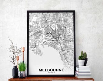 MELBOURNE Australia map poster Hometown City Print Modern Home Decor Office Decoration Wall Art Dorm Bedroom Gift