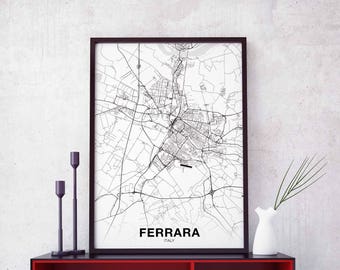 FERRARA Italy map poster Hometown City Print Modern Home Decor Office Decoration Wall Art Dorm Bedroom Gift