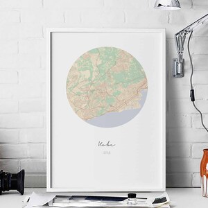 Póster de mapa de KOBE Japón, decoración de pared, diseño moderno, minimalista, nórdico, para viajes, dormitorio, arte para el hogar, dormitorio retro vintage, guardería, inauguración de la casa