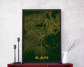 EL ALTO Bolivia  poster color Hometown City Print Modern Home Decor Office Decoration Wall Art Dorm Bedroom Gift