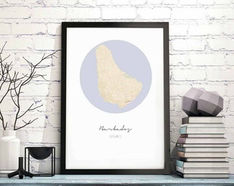 BARBADOS map poster wall decor design modern minimal nordic travel bedroom home art vintage retro dorm nursery housewarming