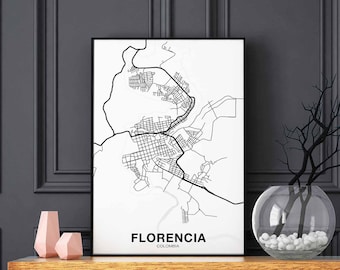 FLORENCIA Colombia map poster black white Hometown City Print Modern Home Decor Office Decoration Wall Art Dorm Bedroom Gift