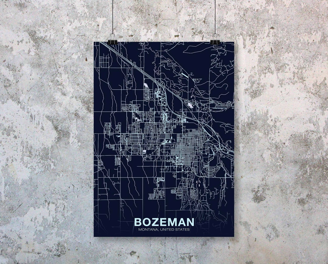 BOZEMAN Montana MT US Map Poster Color Hometown City Print Modern Home ...