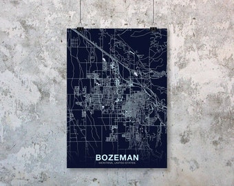 BOZEMAN Montana MT US map poster color Hometown City Print Modern Home Decor Office Decoration Wall Art Dorm Bedroom Gift