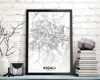 KIGALI Rwanda map poster Hometown City Print Modern Home Decor Office Decoration Wall Art Dorm Bedroom Gift