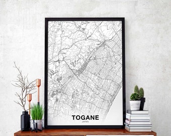 TOGANE Japan map poster Hometown City Print Modern Home Decor Office Decoration Wall Art Dorm Bedroom Gift