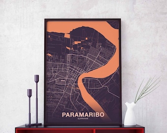 PARAMARIBO Suriname poster color Hometown City Print Modern Home Decor Office Decoration Wall Art Dorm Bedroom Gift