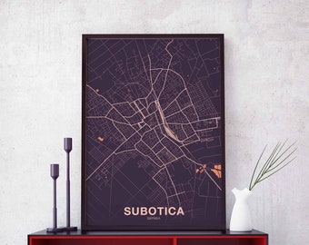 SUBOTICA Serbia poster color Hometown City Print Modern Home Decor Office Decoration Wall Art Dorm Bedroom Gift