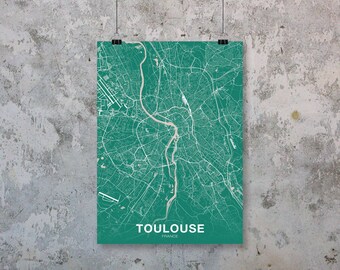 TOULOUSE France map poster colors Hometown City Print Modern Home Decor Office Decoration Wall Art Dorm Bedroom Gift