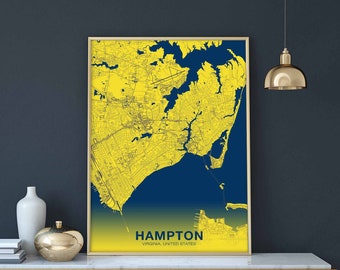 HAMPTON Virginia VA USA poster color Hometown City Print Modern Home Decor Office Decoration Wall Art Dorm Bedroom Gift