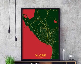 VLORE Albania poster color Hometown City Print Modern Home Decor Office Decoration Wall Art Dorm Bedroom Gift