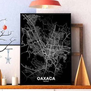OAXACA Mexico map poster black white Hometown City Print Modern Home Decor Office Decoration Wall Art Dorm Bedroom Gift