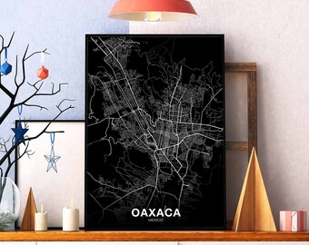OAXACA Mexico map poster black white Hometown City Print Modern Home Decor Office Decoration Wall Art Dorm Bedroom Gift