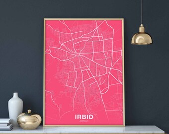 IRBID Jordan map poster color Hometown City Print Modern Home Decor Office Decoration Wall Art Dorm Bedroom Gift
