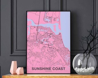 SUNSHINE COAST Australia poster color Hometown City Print Modern Home Decor Office Decoration Wall Art Dorm Bedroom Gift
