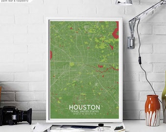 HOUSTON Texas US map poster black white Hometown City Print Modern Home Decor Office Decoration Wall Art Dorm Bedroom Gift