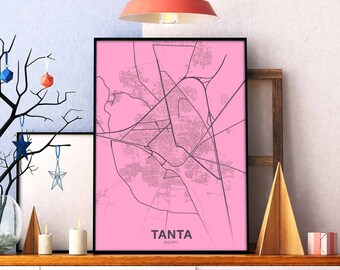 TANTA Egypt map poster color Hometown City Print Modern Home Decor Office Decoration Wall Art Dorm Bedroom Gift