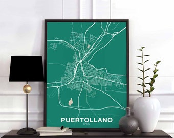 PUERTOLLANO Spain map poster color Hometown City Print Modern Home Decor Office Decoration Wall Art Dorm Bedroom Gift