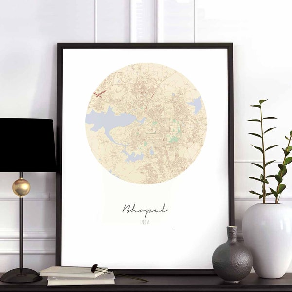 BHOPAL India map poster wall decor design modern minimal nordic travel bedroom home art vintage retro dorm nursery housewarming