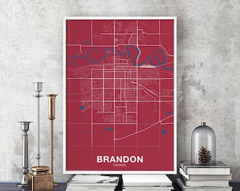 BRANDON Canada poster color Hometown City Print Modern Home Decor Office Decoration Wall Art Dorm Bedroom Gift
