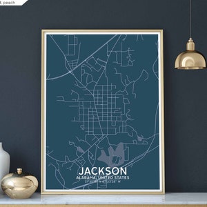 JACKSON Alabama VS kaart poster zwart wit Woonplaats Stad Print Modern Home Decor Kantoor Decoratie Wall Art Slaapzaal Slaapkamer Cadeau