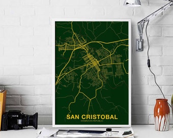 SAN CRISTOBAL Dominican Republic map poster color Hometown City Print Modern Home Decor Office Decoration Wall Art Dorm Bedroom Gift