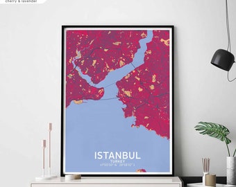 ISTANBUL Turkey map poster black white Hometown City Print Modern Home Decor Office Decoration Wall Art Dorm Bedroom Gift