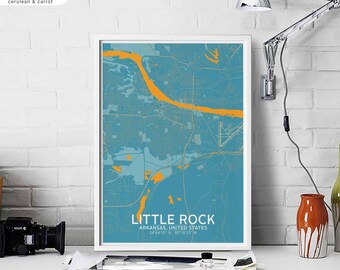 LITTLE ROCK Arkansas AR map poster black white Hometown City Print Modern Home Decor Office Decoration Wall Art Dorm Bedroom Gift