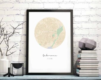 GABORONE Botswana map poster wall decor design modern minimal nordic travel bedroom home art vintage retro dorm nursery housewarming