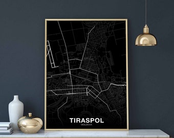 TIRASPOL Moldova map poster black white Hometown City Print Modern Home Decor Office Decoration Wall Art Dorm Bedroom Gift