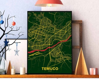 TEMUCO Chile poster color Hometown City Print Modern Home Decor Office Decoration Wall Art Dorm Bedroom Gift