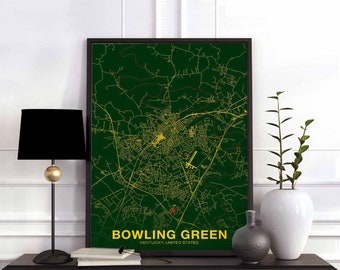 BOWLING GREEN Kentucky KY usa poster color Hometown City Print Modern Home Decor Office Decoration Wall Art Dorm Bedroom Gift