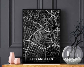 LOS ANGELES California CA usa map poster black white Hometown City Print Modern Home Decor Office Decoration Wall Art Dorm Bedroom Gift