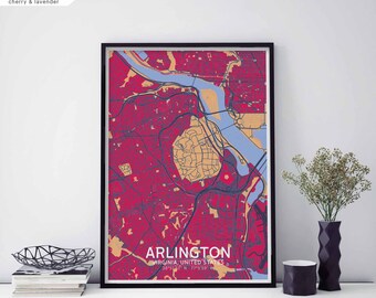 ARLINGTON Virginia USA map poster black white Hometown City Print Modern Home Decor Office Decoration Wall Art Dorm Bedroom Gift