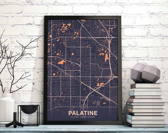 PALATINE Illinois IL USA poster color Hometown City Print Modern Home Decor Office Decoration Wall Art Dorm Bedroom Gift