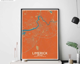 LIMERICK Ireland map poster black white Hometown City Print Modern Home Decor Office Decoration Wall Art Dorm Bedroom Gift