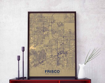 FRISCO Texas TX USA poster color Hometown City Print Modern Home Decor Office Decoration Wall Art Dorm Bedroom Gift