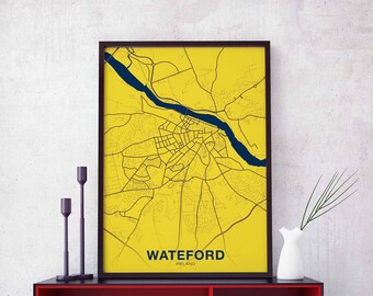 WATEFORD Ireland poster color Hometown City Print Modern Home Decor Office Decoration Wall Art Dorm Bedroom Gift