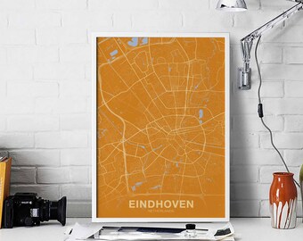 EINDHOVEN Netherlands Holland map poster color Hometown City Print Modern Home Decor Office Decoration Wall Art Dorm Bedroom Gift