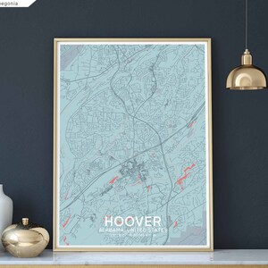 HOOVER Alabama usa kaart poster zwart wit Woonplaats Stad Print Modern Home Decor Kantoor Decoratie Wall Art Slaapzaal Slaapkamer Cadeau