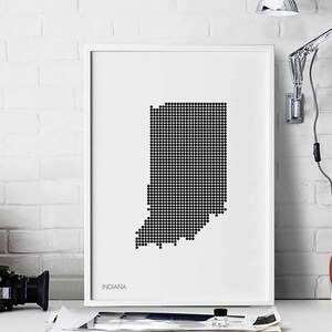 INDIANA US State Landkarte minimalistisch schwarz weiss Landkarte Dekor Design modern schweizerisch skandinavisch Einweihungsparty
